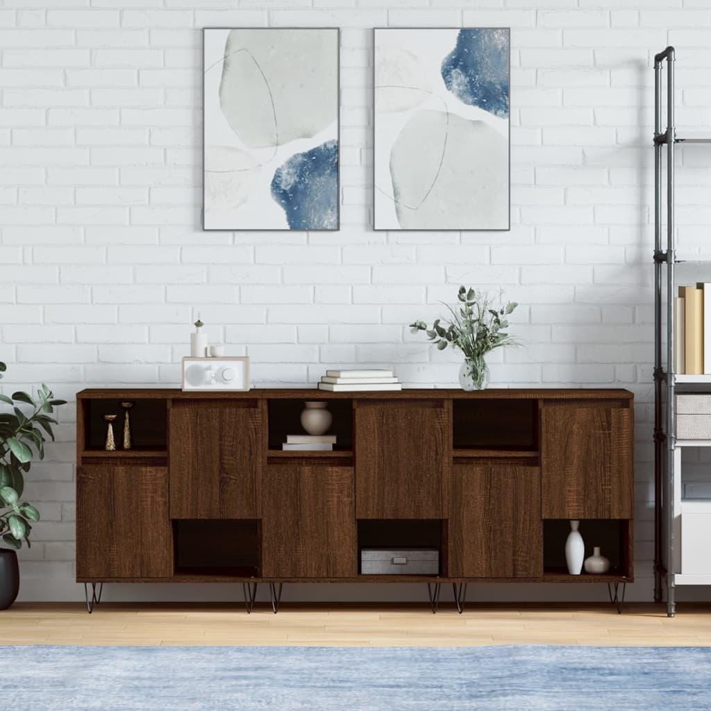Berkfield Sideboards 3 pcs Brown Oak Engineered Wood