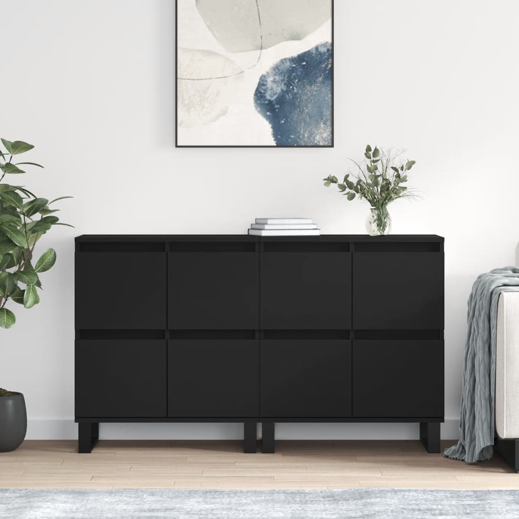 Berkfield Sideboards 2 pcs Black Engineered Wood