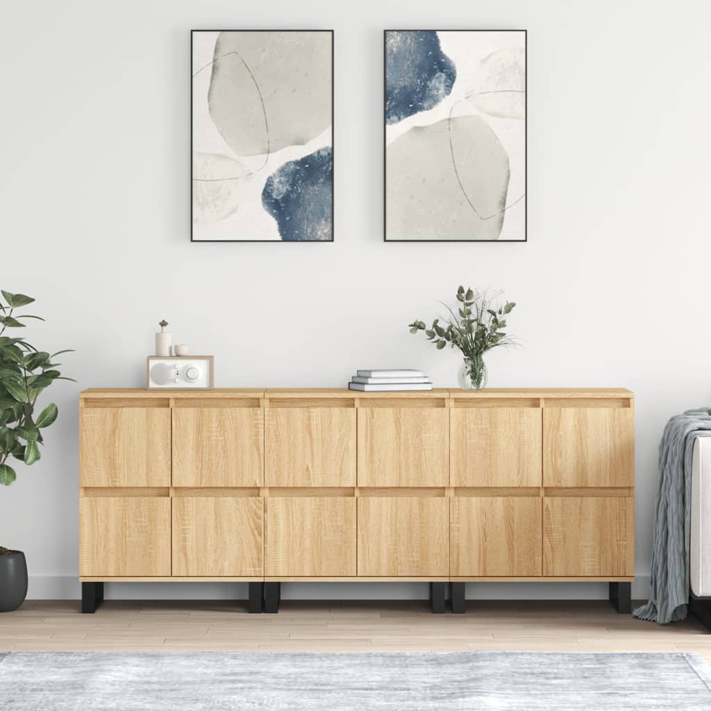 Berkfield Sideboards 3 pcs Sonoma Oak Engineered Wood