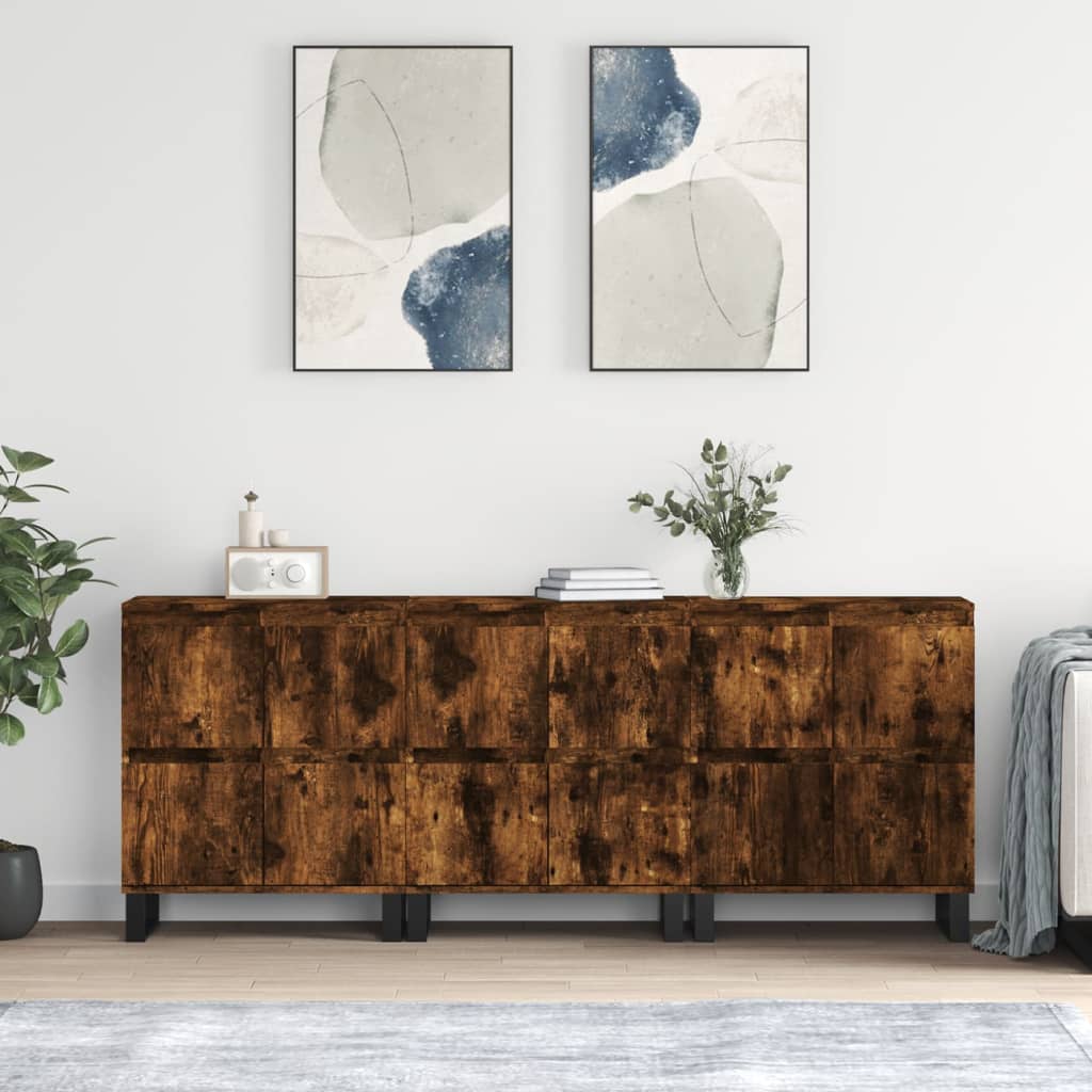 Berkfield Sideboards 3 pcs Smoked Oak Engineered Wood