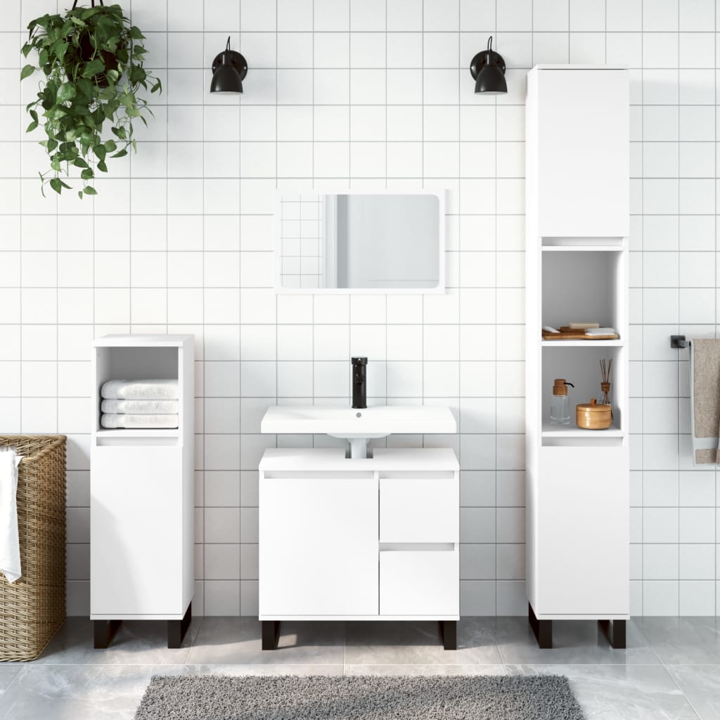 Berkfield 3 Piece Bathroom Furniture Set White Engineered Wood