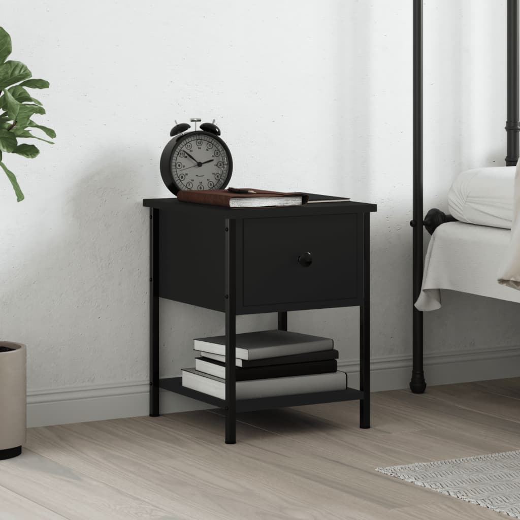 Berkfield Bedside Table Black 34x35.5x45 cm Engineered Wood