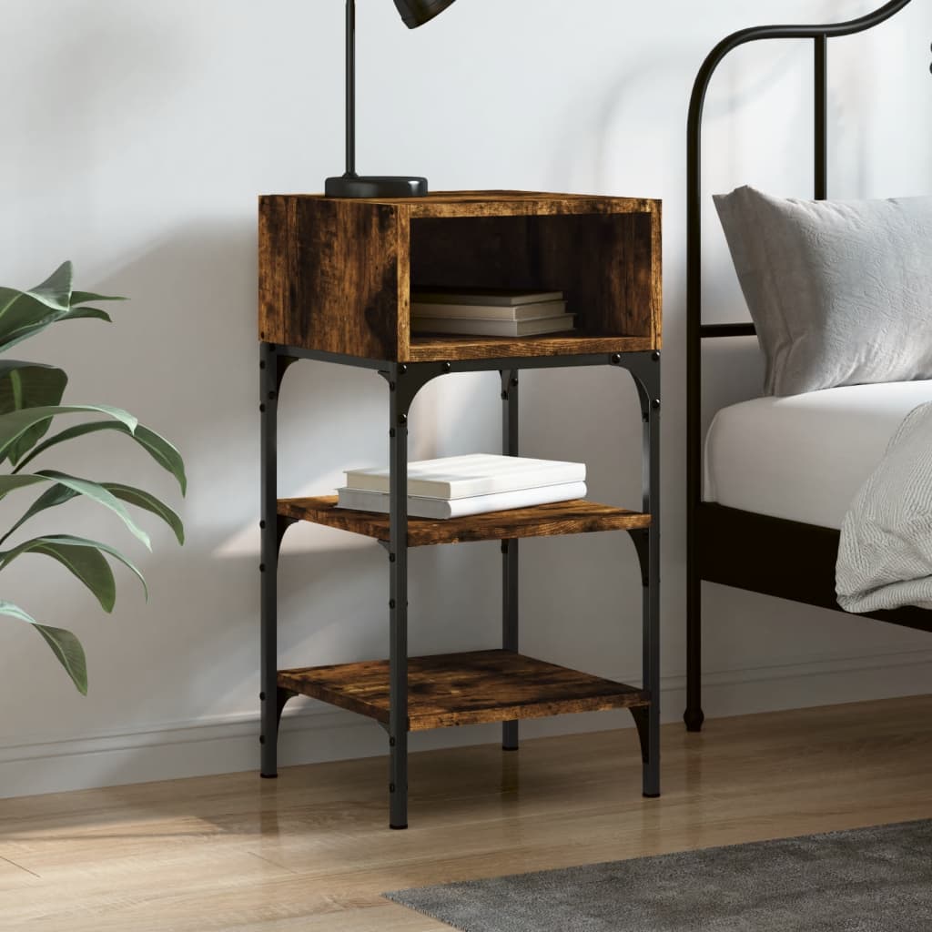 Berkfield Bedside Table Smoked Oak 35x34.5x70 cm Engineered Wood