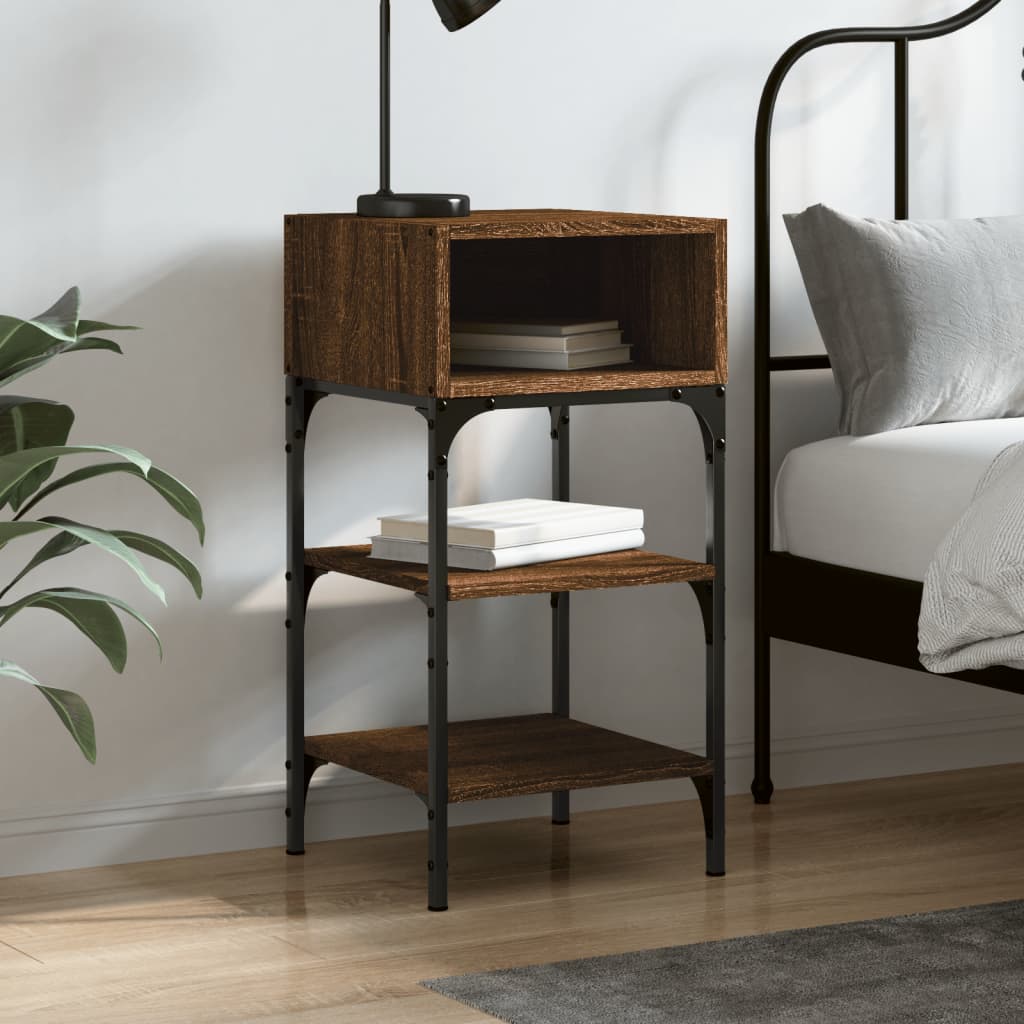 Berkfield Bedside Table Brown Oak 35x34.5x70 cm Engineered Wood