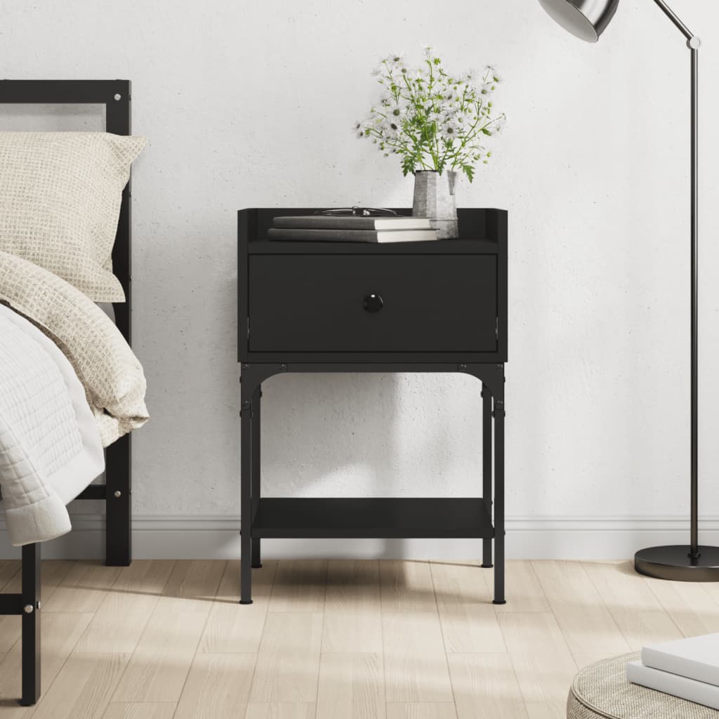 Berkfield Bedside Table Black 40.5x31x60 cm Engineered Wood