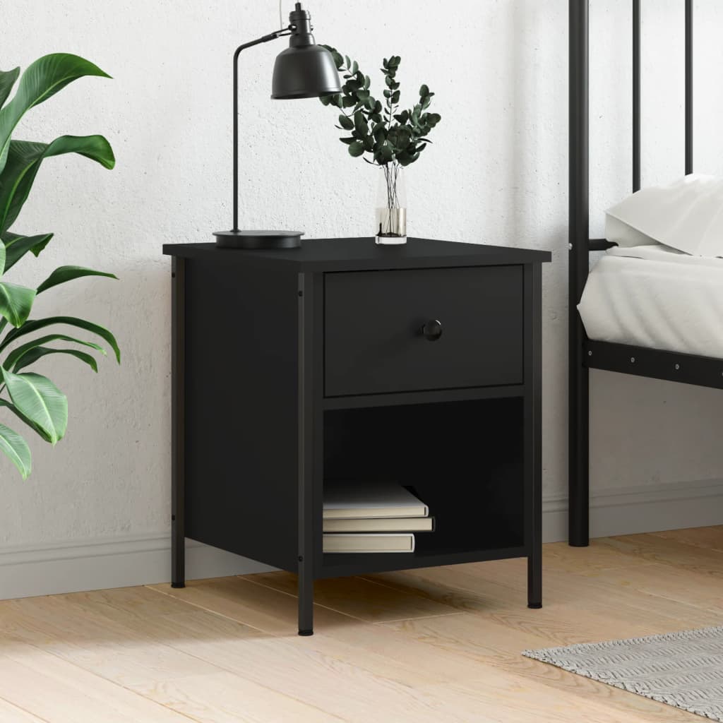 Berkfield Bedside Cabinet Black 40x42x50 cm Engineered Wood
