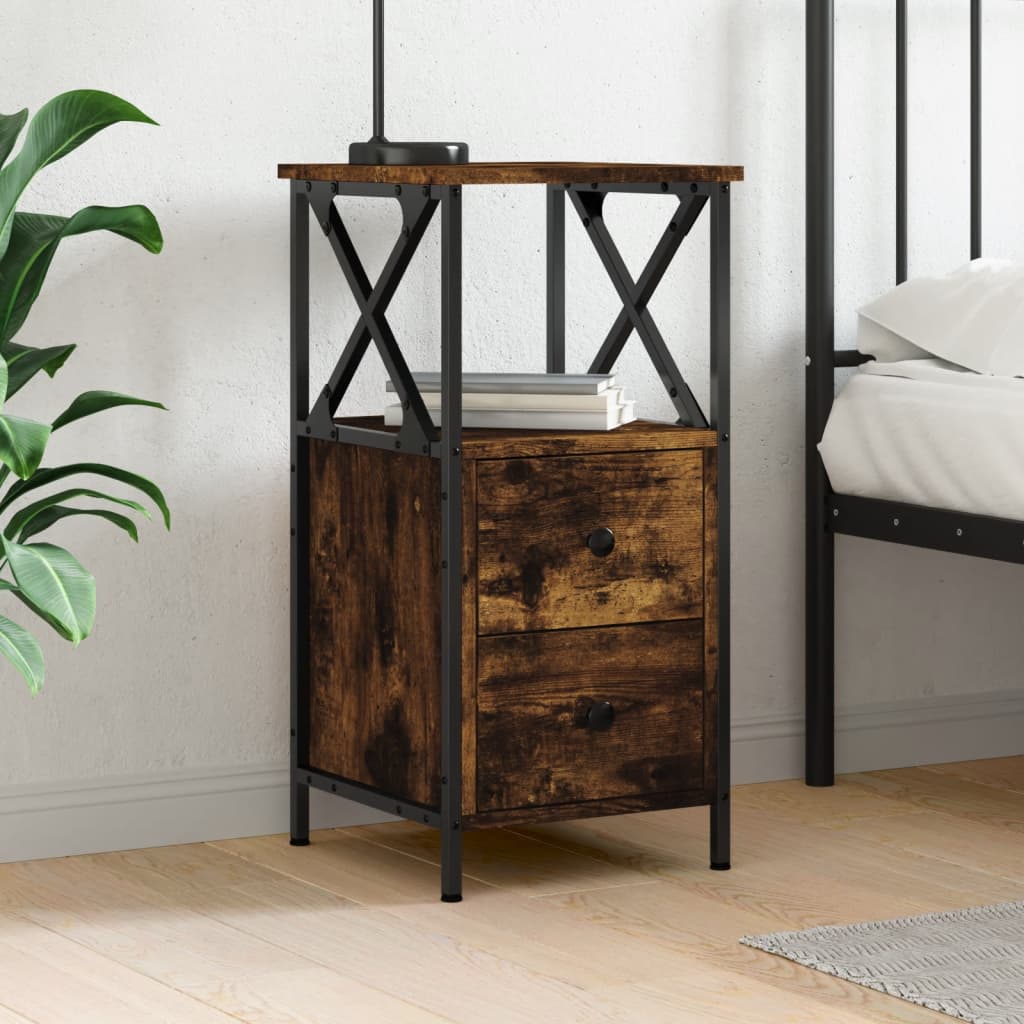 Berkfield Bedside Cabinet Smoked Oak 34x35.5x70 cm Engineered Wood