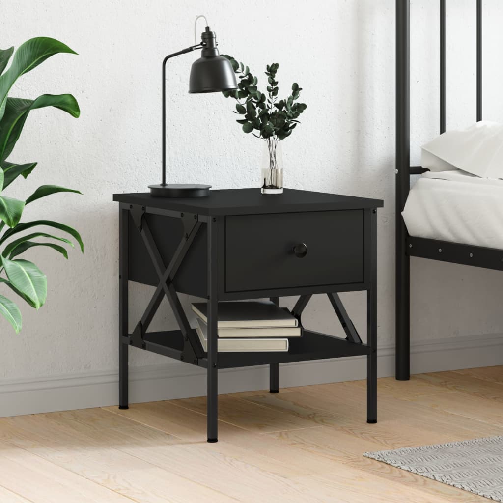 Berkfield Bedside Table Black 40x42x45 cm Engineered Wood