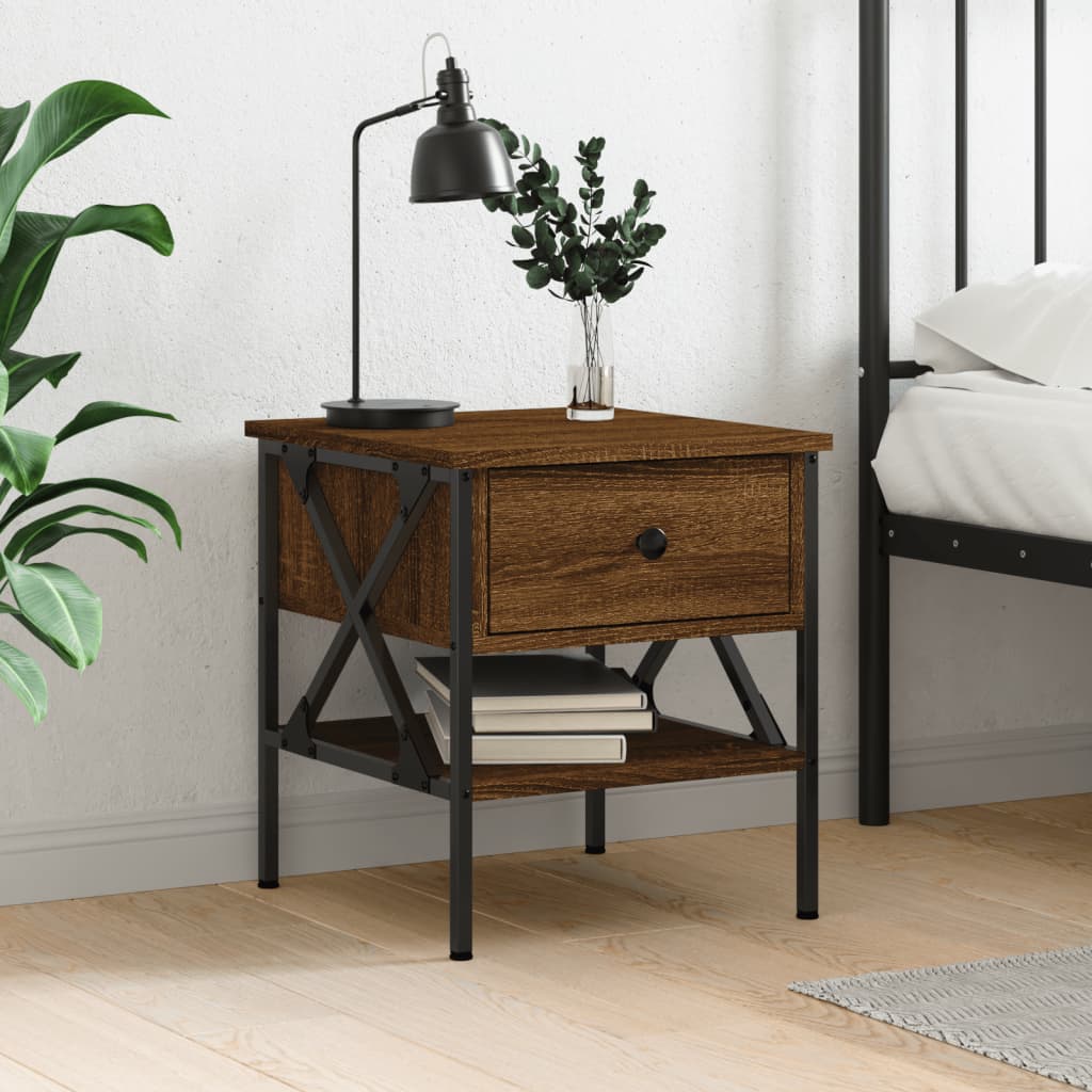 Berkfield Bedside Table Brown Oak 40x42x45 cm Engineered Wood