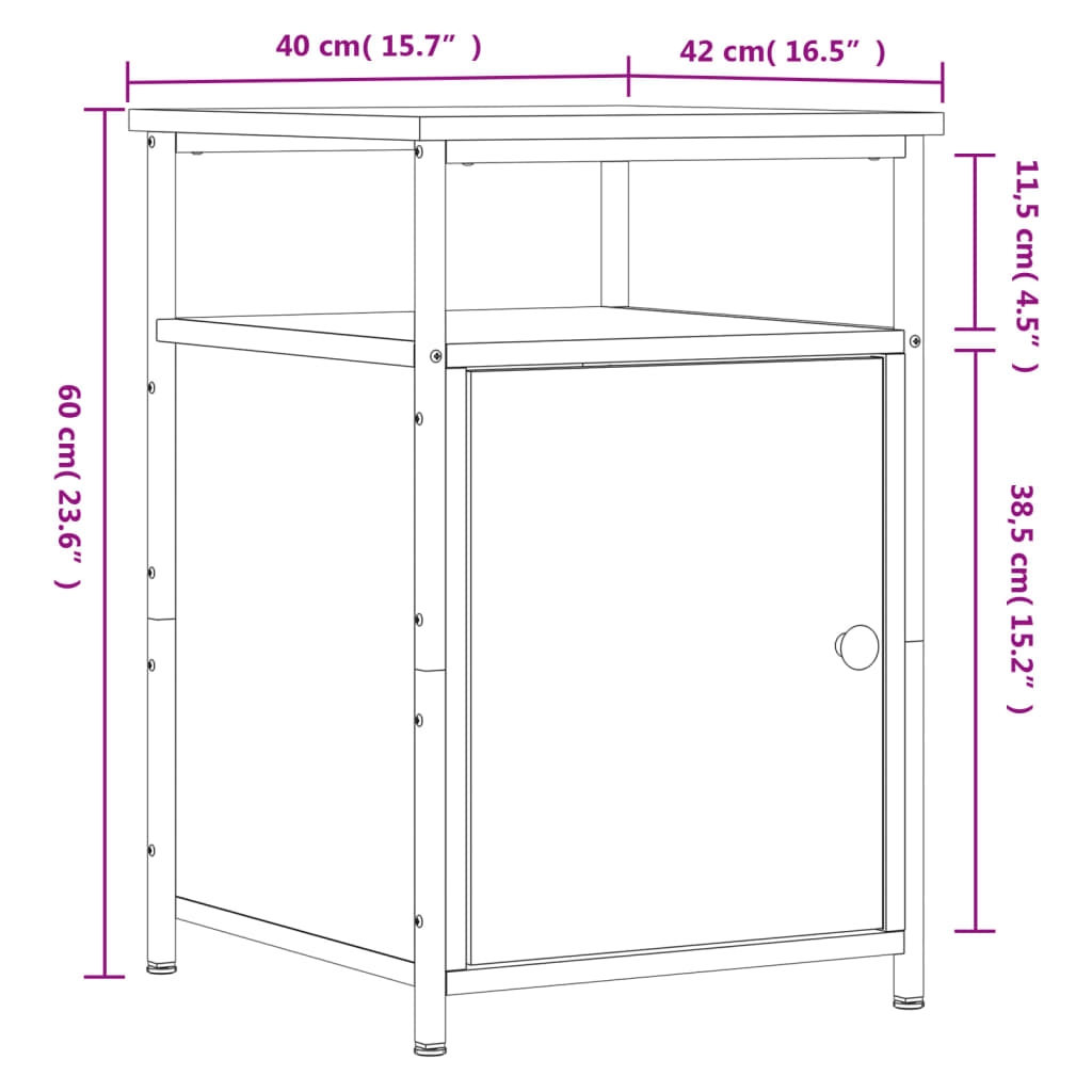 Berkfield Bedside Cabinet Grey Sonoma 40x42x60 cm Engineered Wood