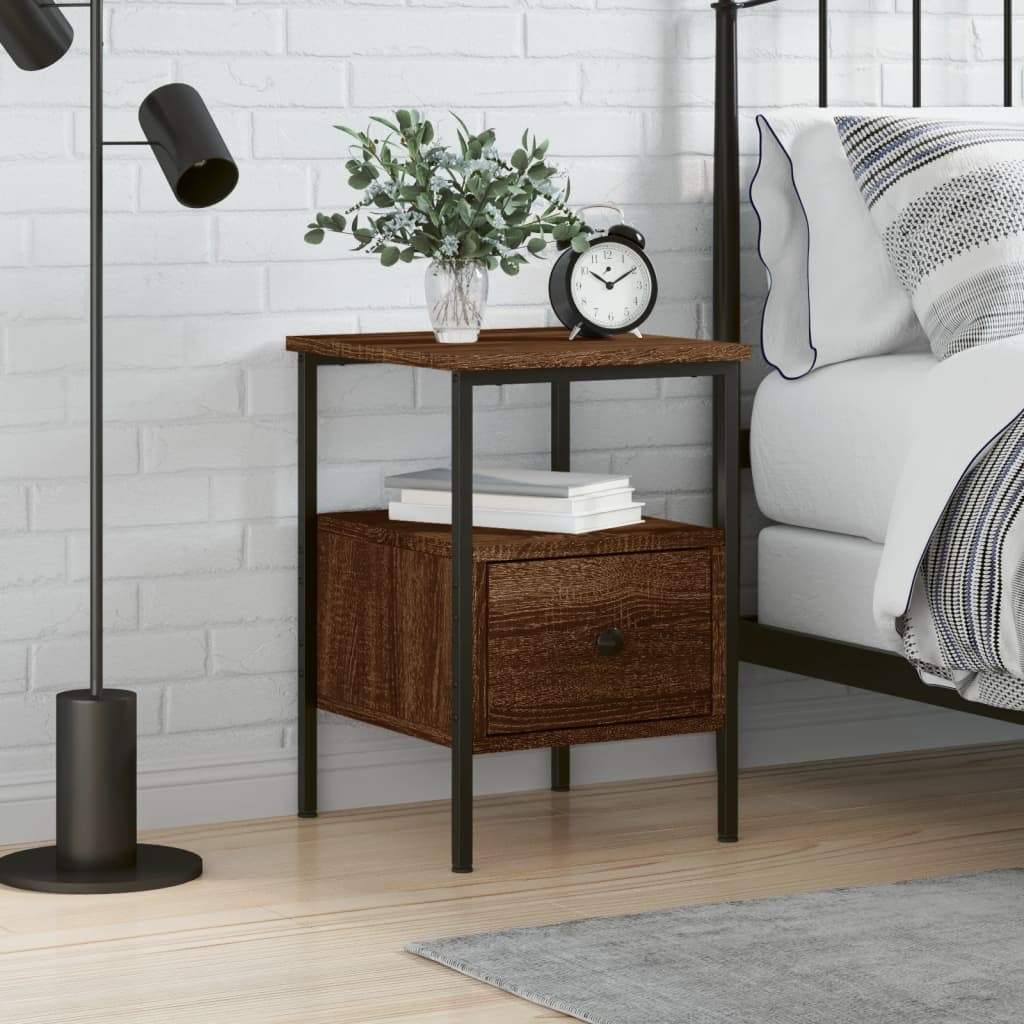 Berkfield Bedside Cabinet Brown Oak 34x36x50 cm Engineered Wood