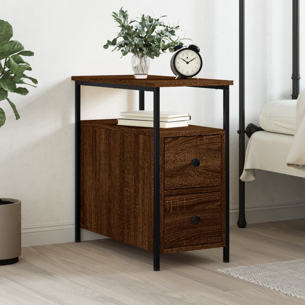 Berkfield Bedside Cabinet Brown Oak 30x60x60 cm Engineered Wood