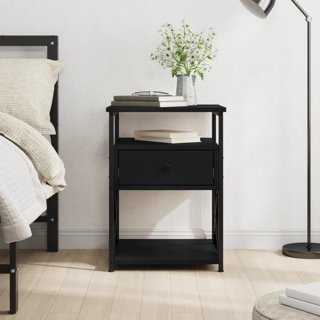 Berkfield Bedside Cabinet Black 40x42x55 cm Engineered Wood