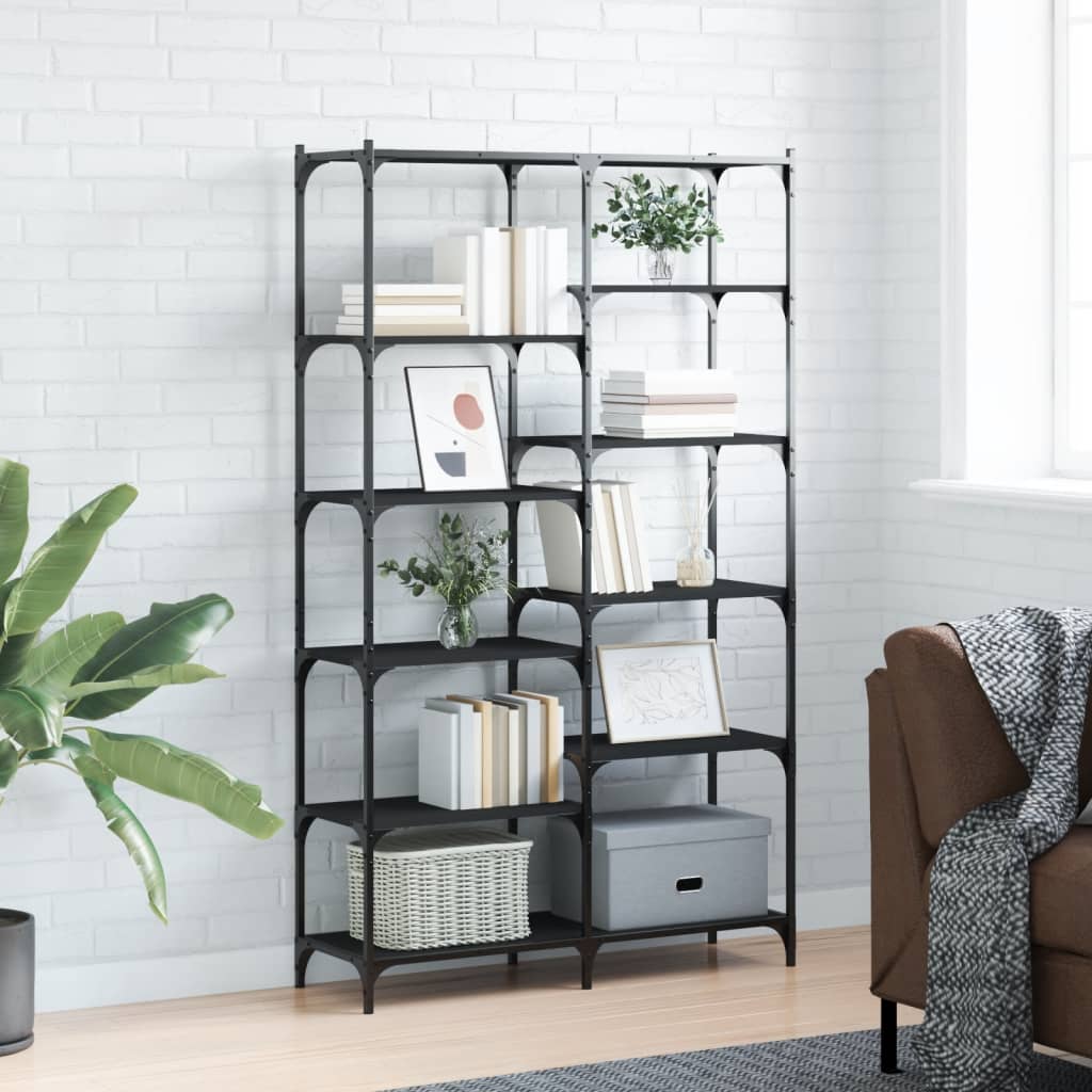 Berkfield Bookshelf Black 100x32x170 cm Engineered Wood and Iron