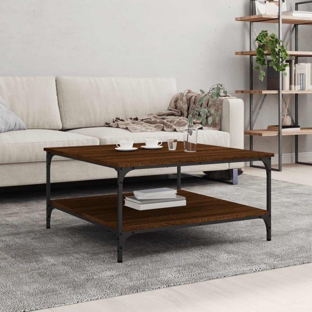 Berkfield Coffee Table Brown Oak 80x80x40 cm Engineered Wood