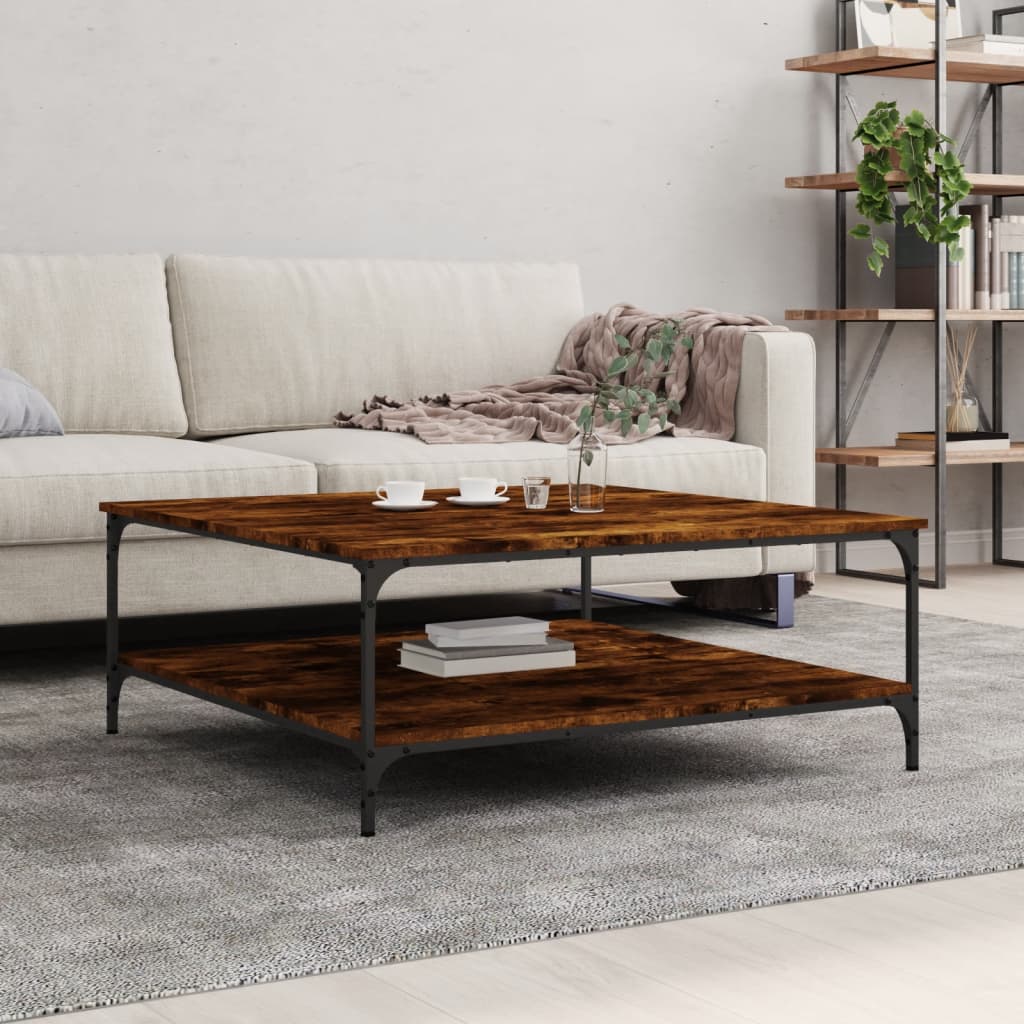 Berkfield Coffee Table Smoked Oak 100x100x40 cm Engineered Wood