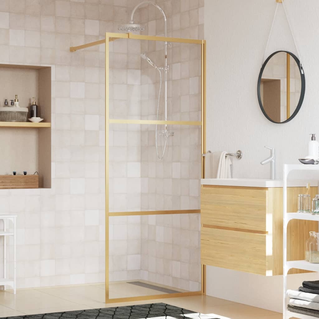 Berkfield Walk-in Shower Wall with Clear ESG Glass Gold 90x195 cm