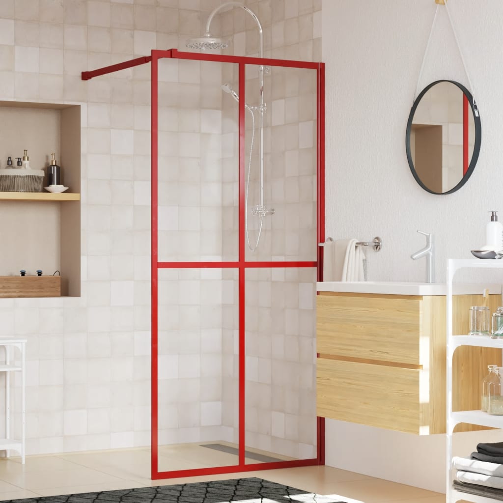 Berkfield Walk-in Shower Wall with Clear ESG Glass Red 80x195 cm