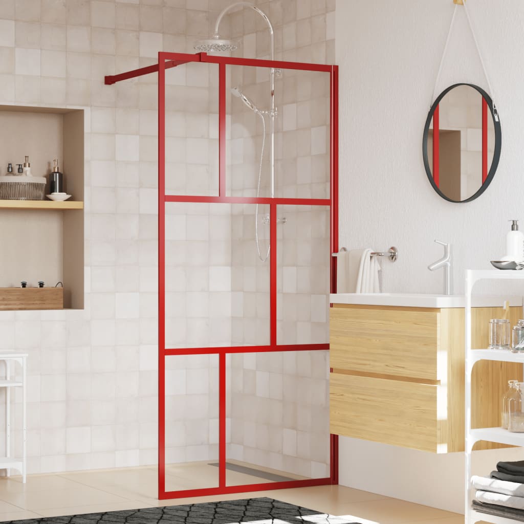 Berkfield Walk-in Shower Wall with Clear ESG Glass Red 90x195 cm