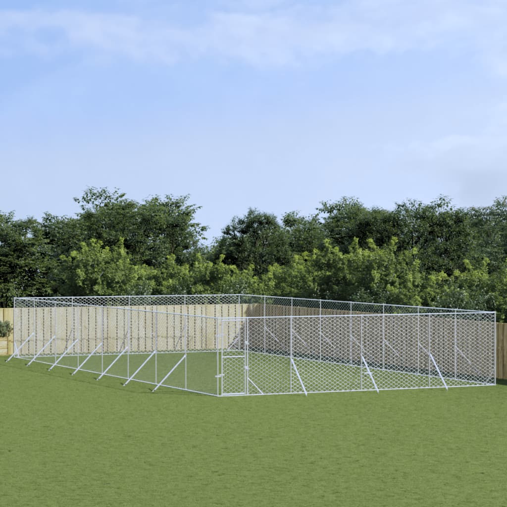 Berkfield Outdoor Dog Kennel Silver 8x16x2 m Galvanised Steel