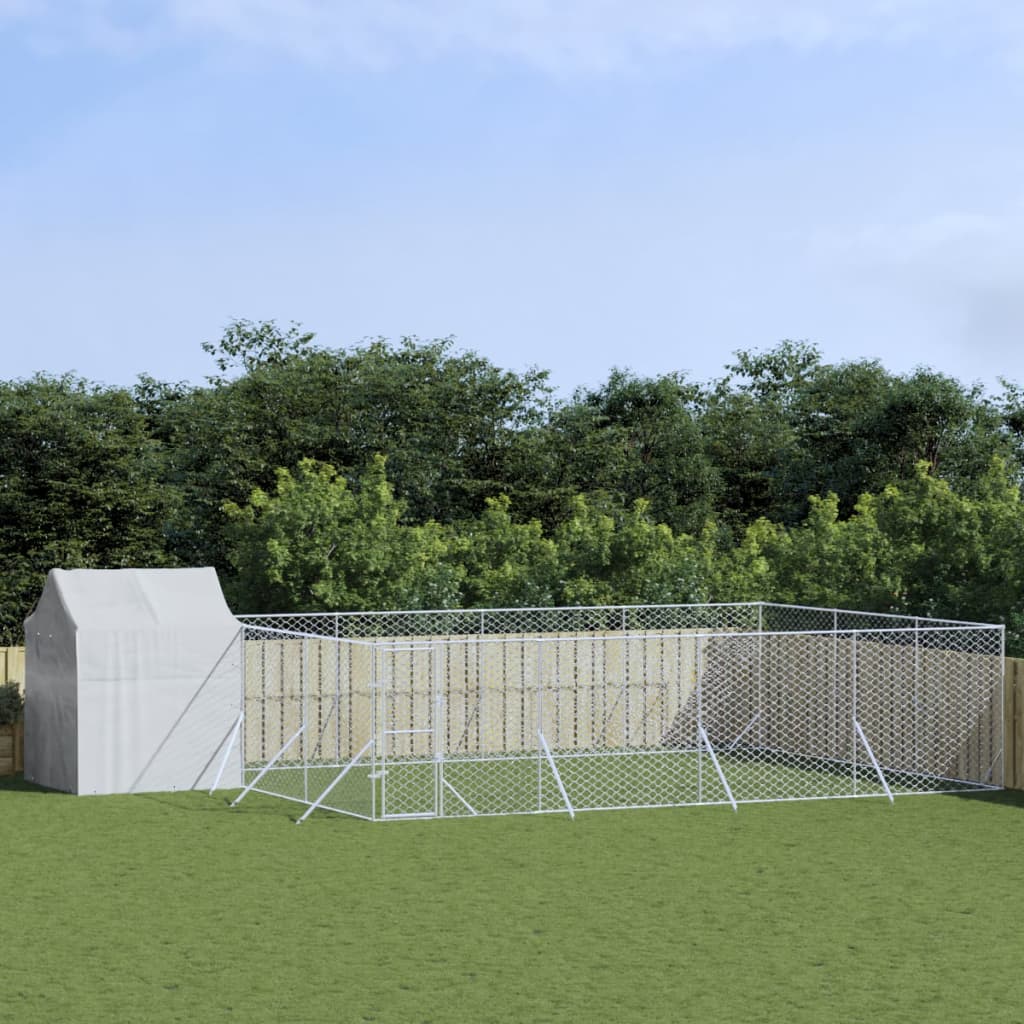 Berkfield Outdoor Dog Kennel with Roof Silver 10x6x2.5 m Galvanised Steel