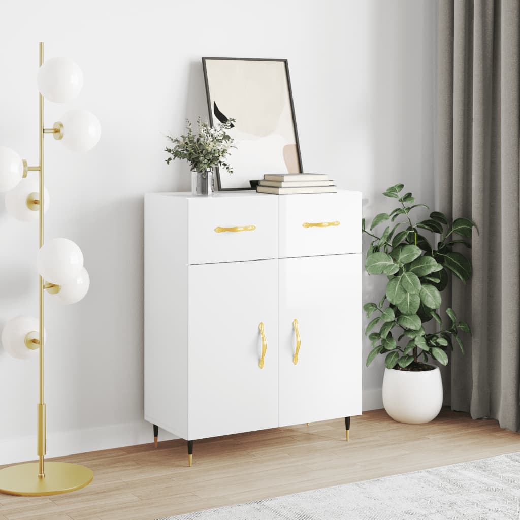 Berkfield Sideboard High Gloss White 69.5x34x90 cm Engineered Wood