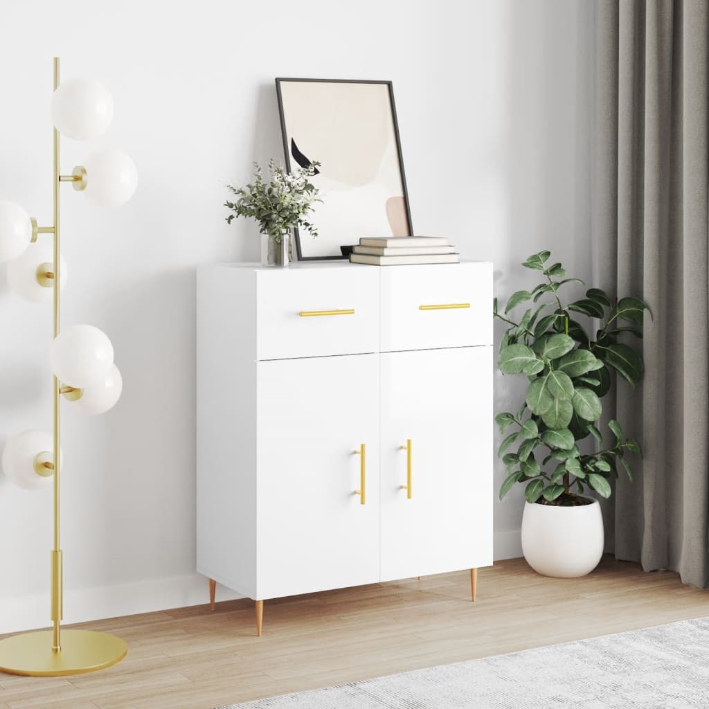 Berkfield Sideboard High Gloss White 69.5x34x90 cm Engineered Wood