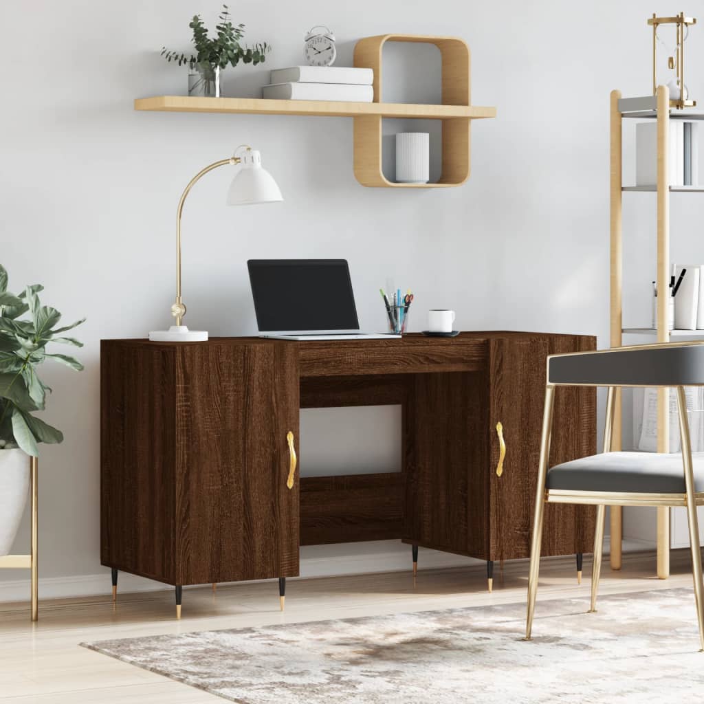 Berkfield Desk Brown Oak 140x50x75 cm Engineered Wood