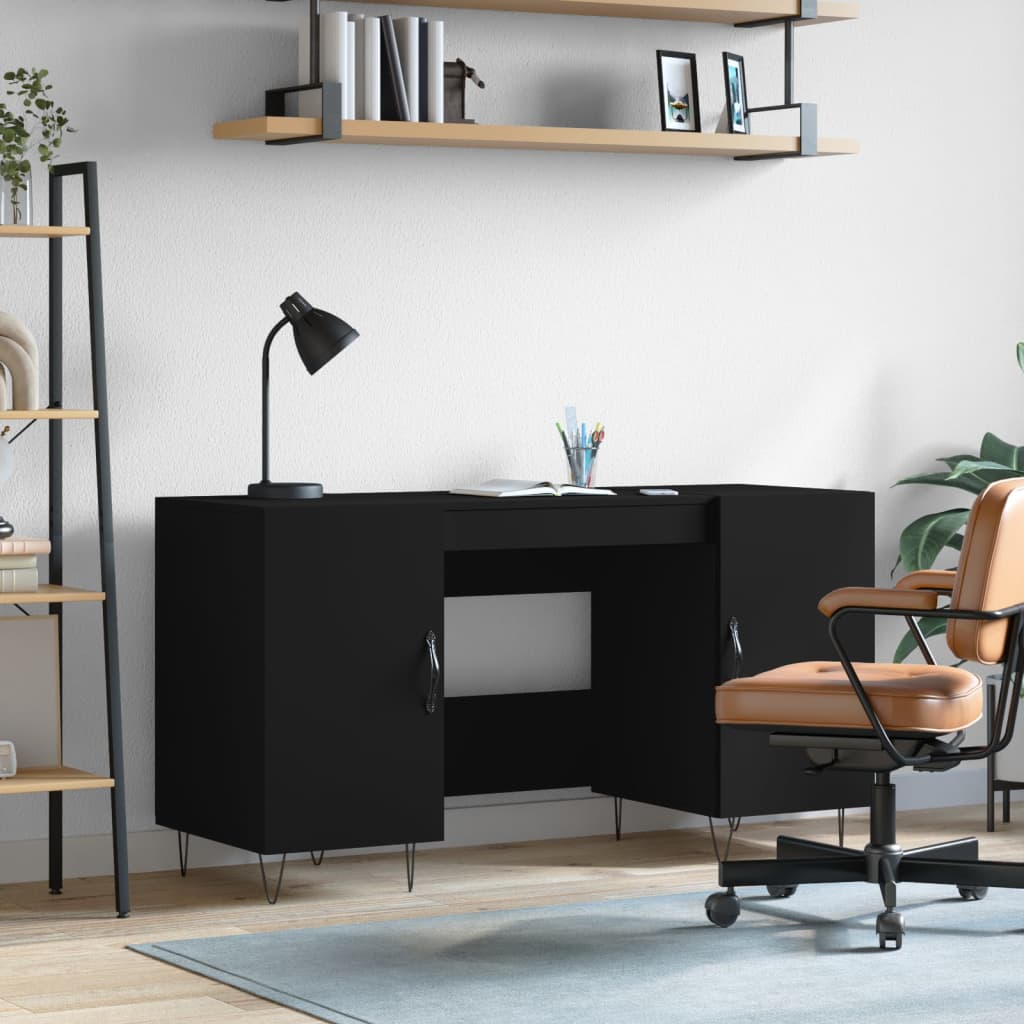Berkfield Desk Black 140x50x75 cm Engineered Wood