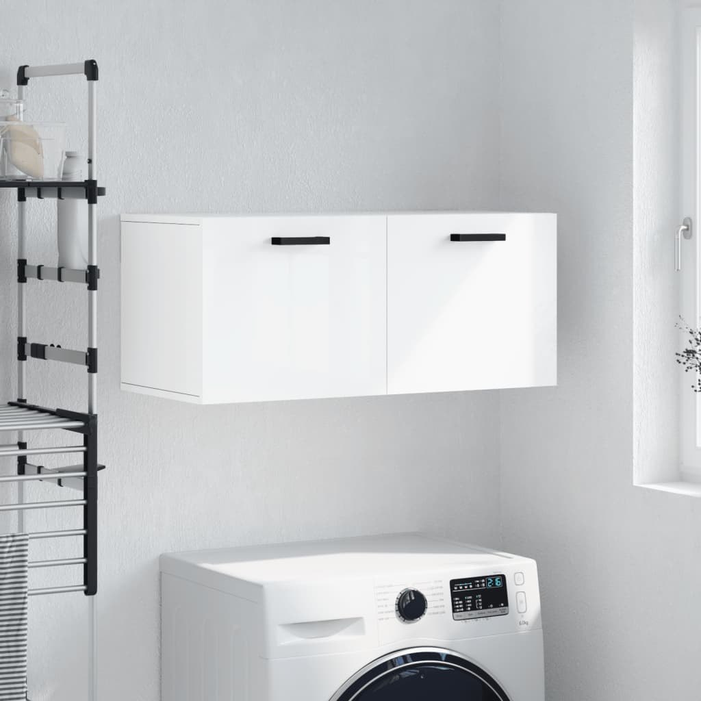 Berkfield Wall Cabinet High Gloss White 80x36.5x35 cm Engineered Wood