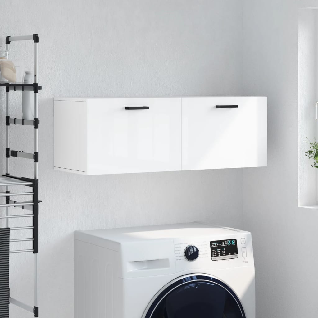 Berkfield Wall Cabinet High Gloss White 100x36.5x35 cm Engineered Wood