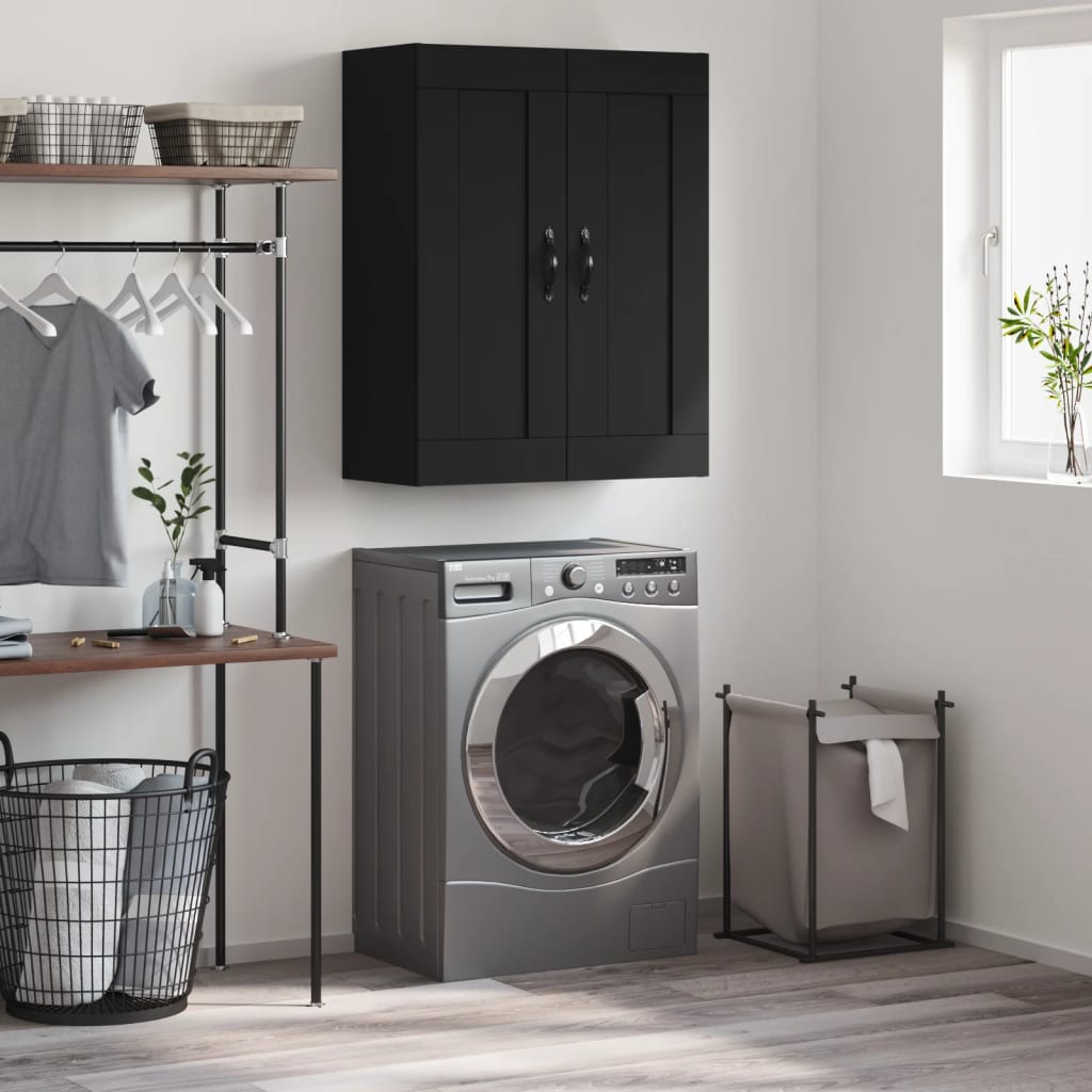 Berkfield Wall Mounted Cabinet Black 69.5x34x90 cm Engineered Wood