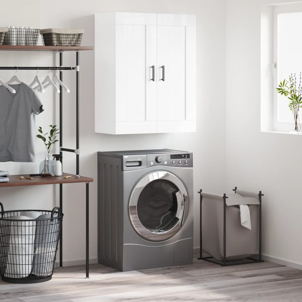 Berkfield Wall Mounted Cabinet High Gloss White 69.5x34x90 cm Engineered Wood
