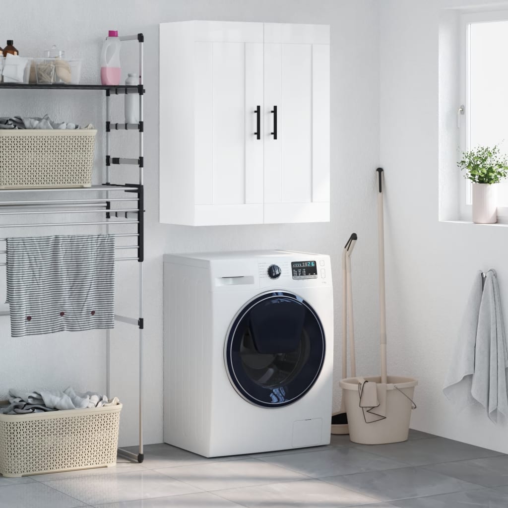 Berkfield Wall Mounted Cabinet High Gloss White 69.5x34x90 cm Engineered Wood