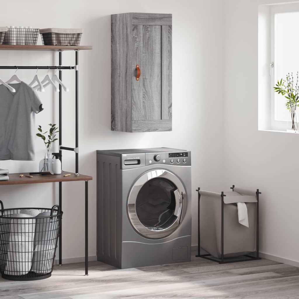Berkfield Wall Mounted Cabinet Grey Sonoma 34.5x34x90 cm Engineered Wood