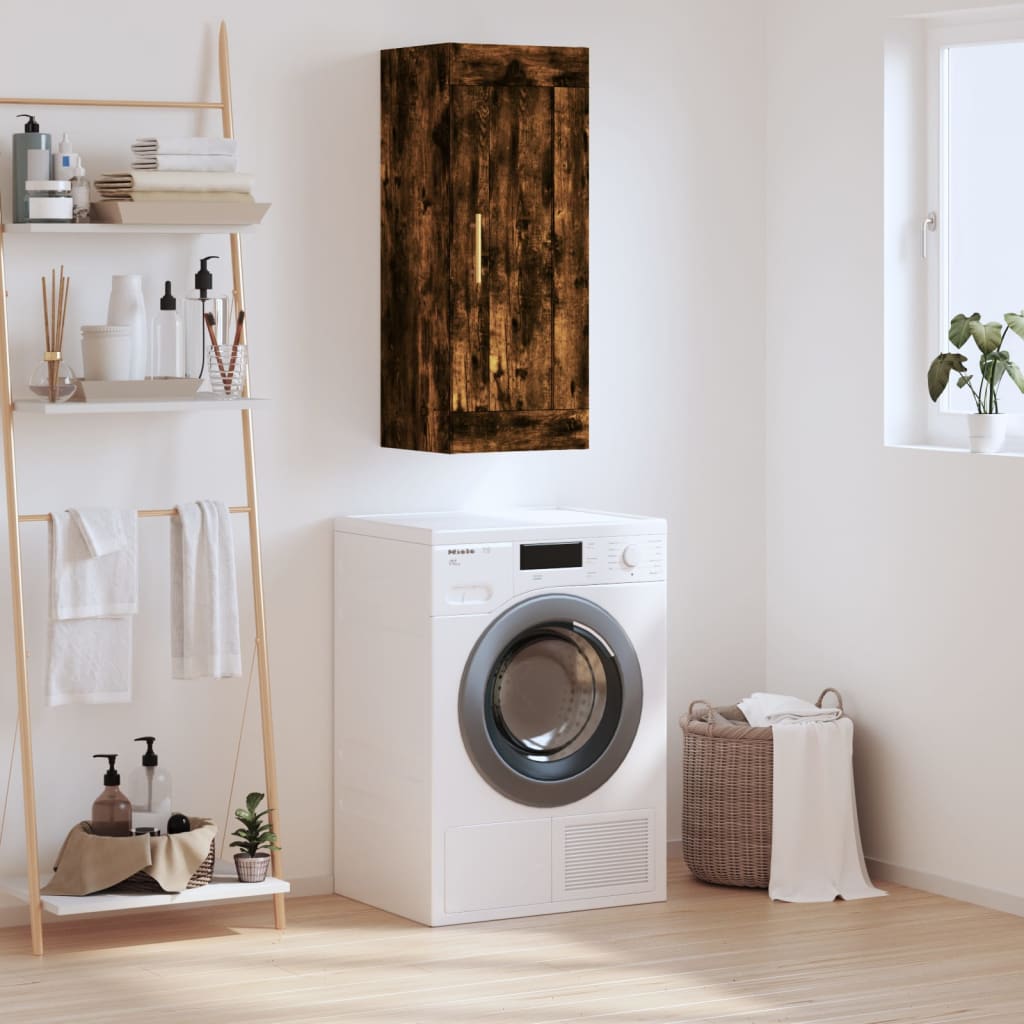 Berkfield Wall Mounted Cabinet Smoked Oak 34.5x34x90 cm Engineered Wood