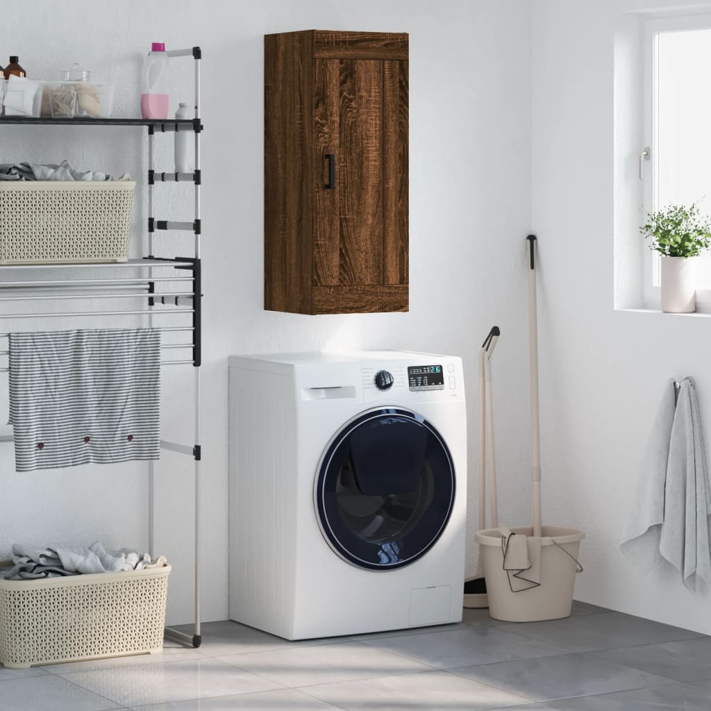Berkfield Wall Mounted Cabinet Brown Oak 34.5x34x90 cm Engineered Wood