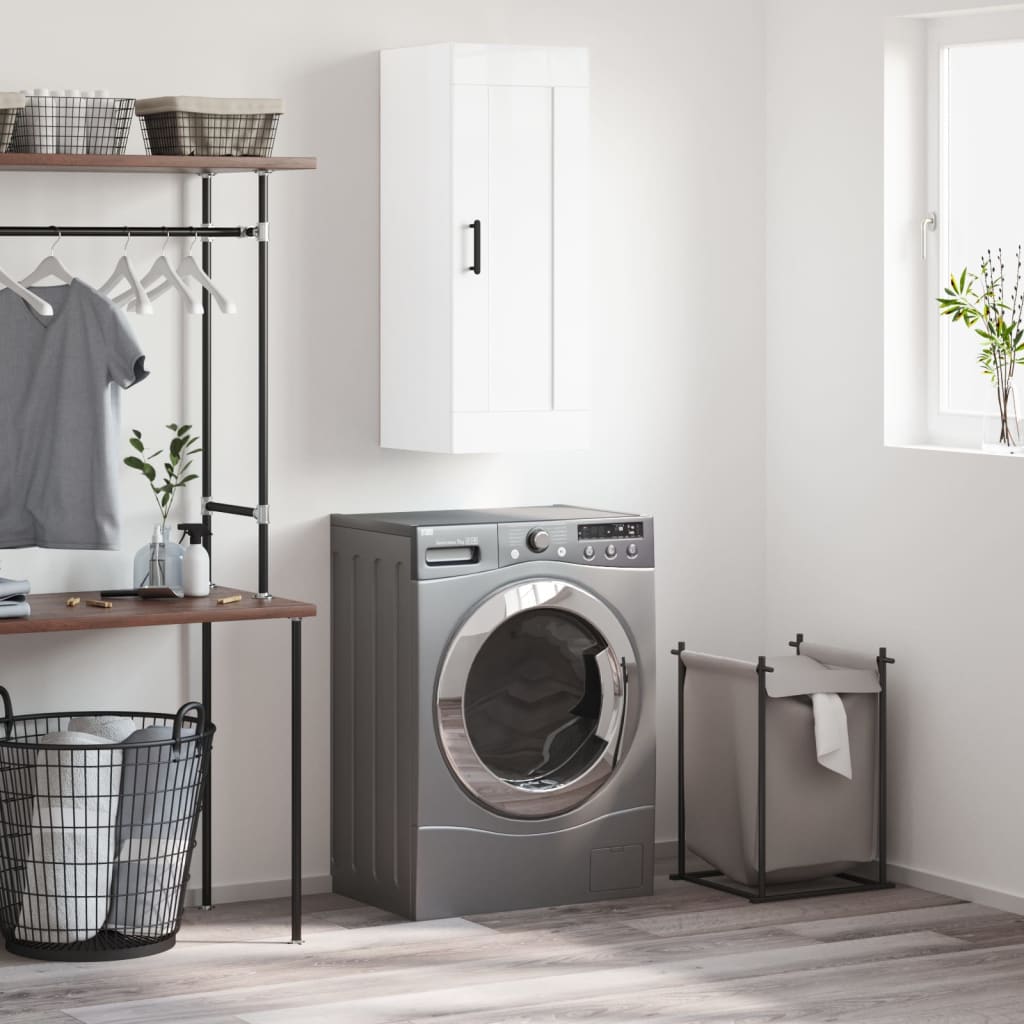 Berkfield Wall Mounted Cabinet High Gloss White 34.5x34x90 cm Engineered Wood