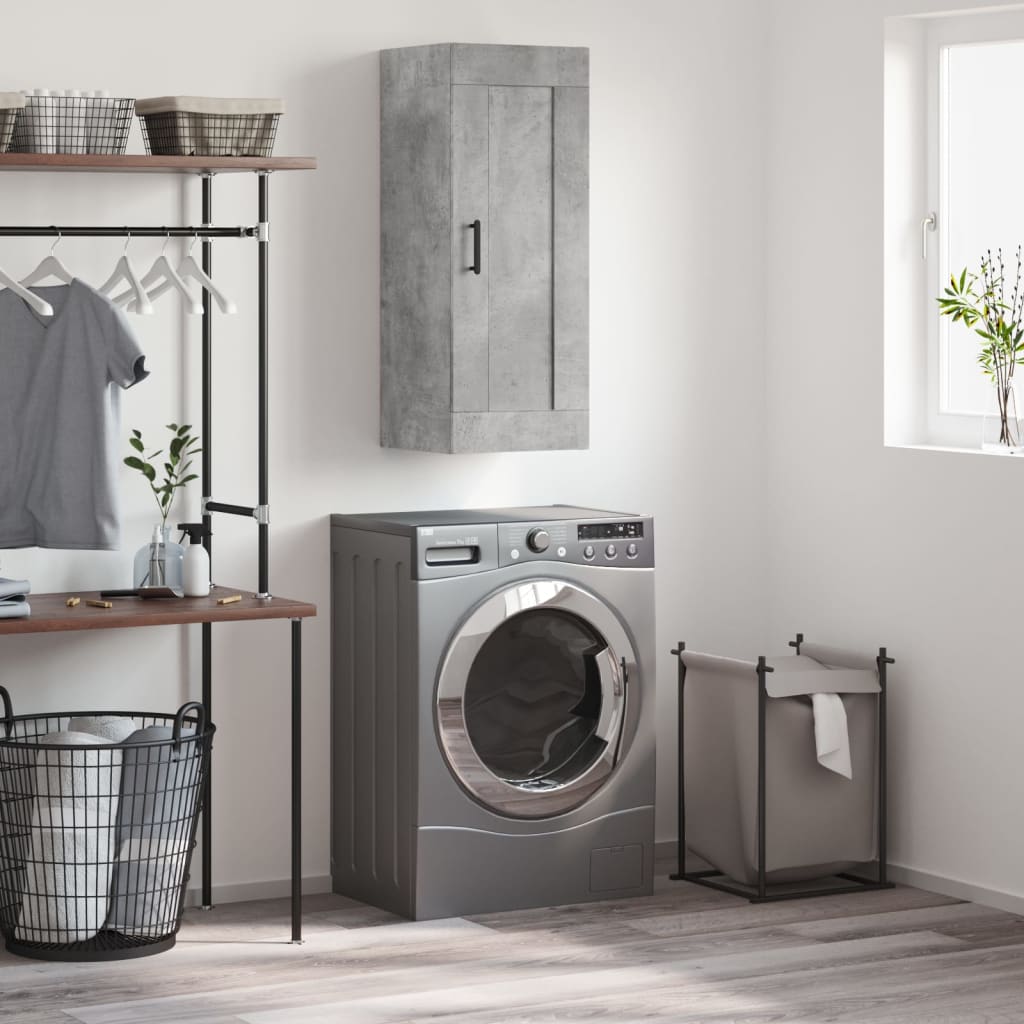 Berkfield Wall Mounted Cabinet Concrete Grey 34.5x34x90 cm Engineered Wood