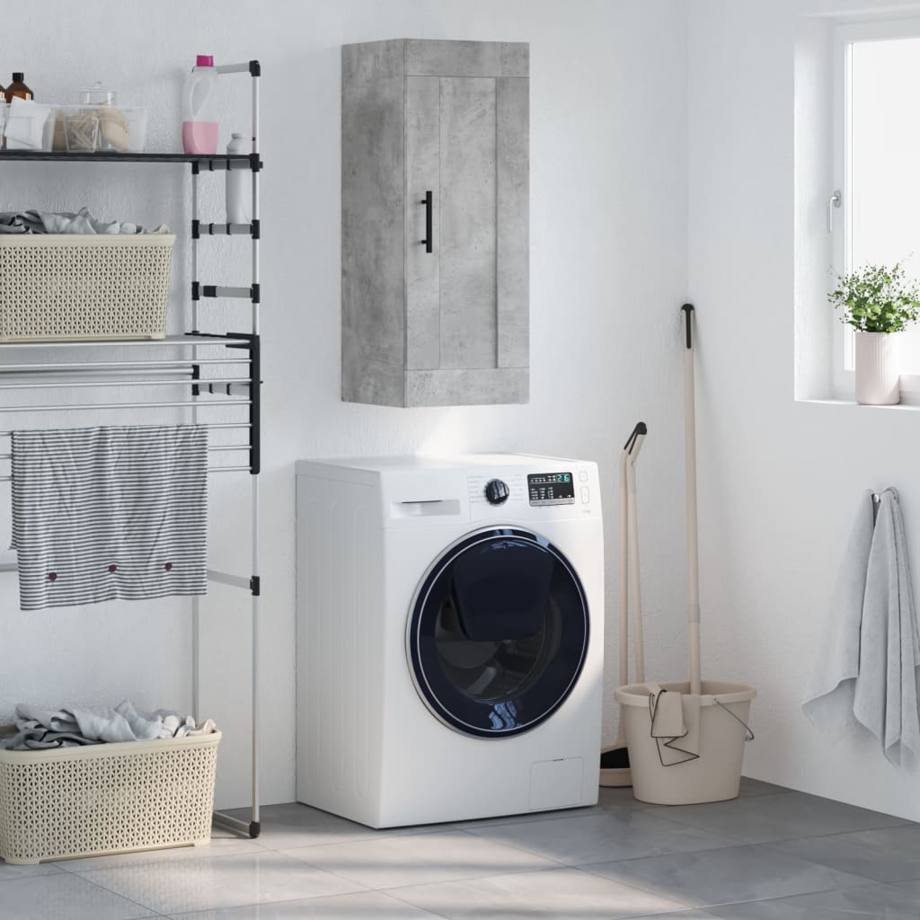 Berkfield Wall Mounted Cabinet Concrete Grey 34.5x34x90 cm Engineered Wood