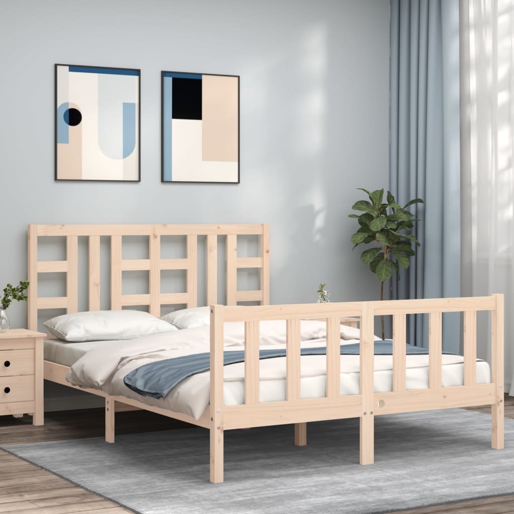 Berkfield Bed Frame with Headboard King Size Solid Wood