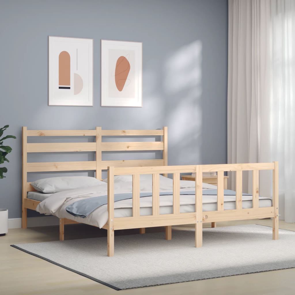 Berkfield Bed Frame with Headboard 160x200 cm Solid Wood