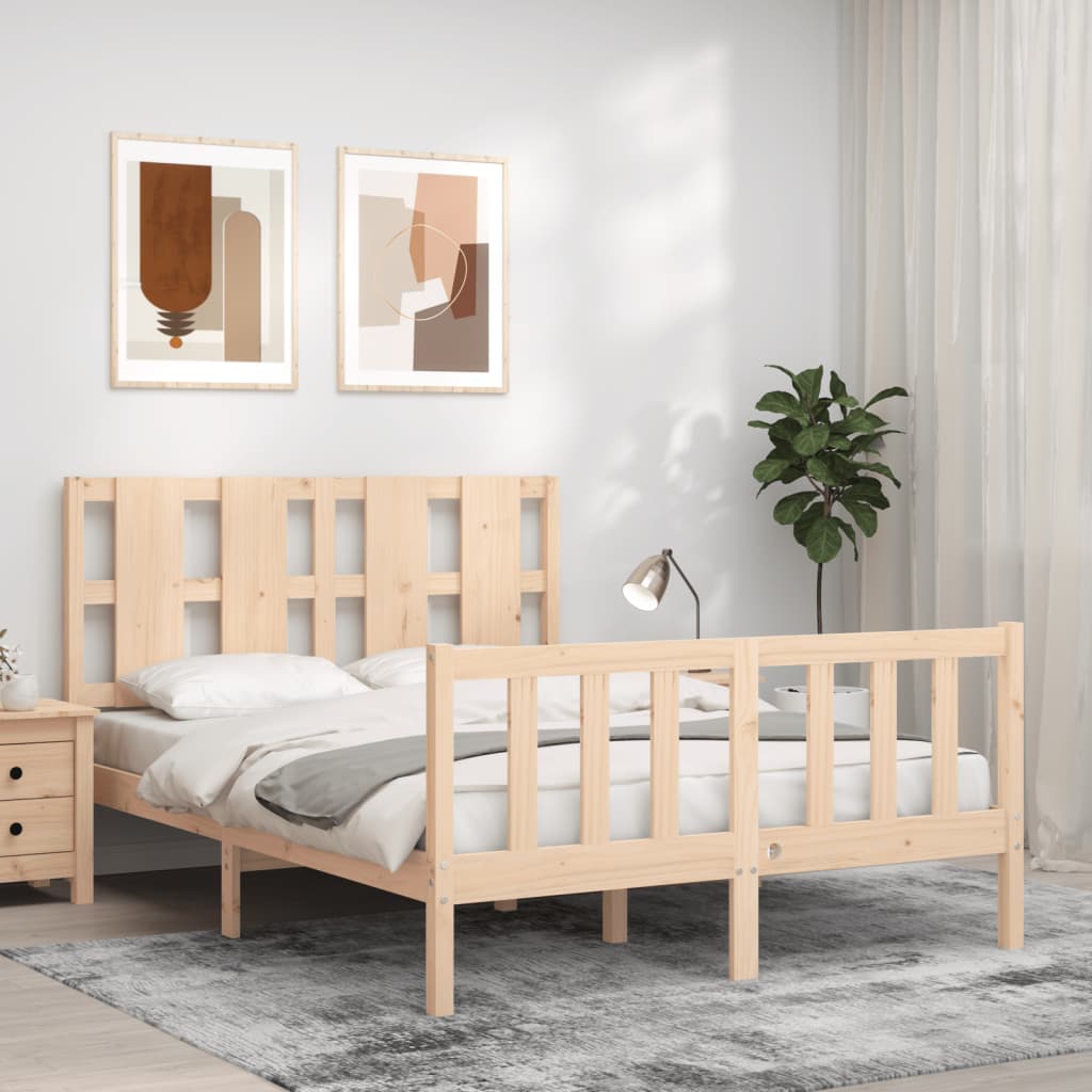 Berkfield Bed Frame with Headboard Small Double Solid Wood