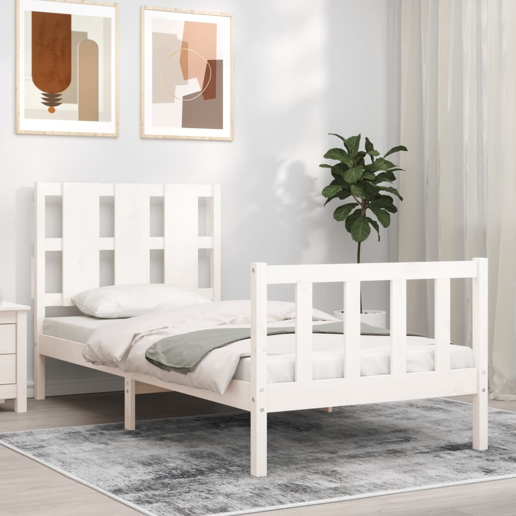 Berkfield Bed Frame with Headboard White 100x200 cm Solid Wood