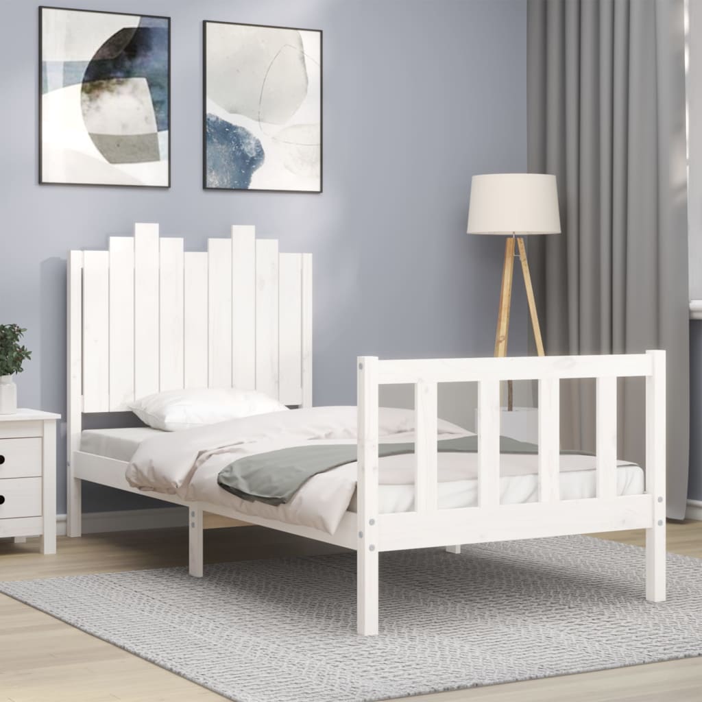 Berkfield Bed Frame with Headboard White 90x190 cm Solid Wood