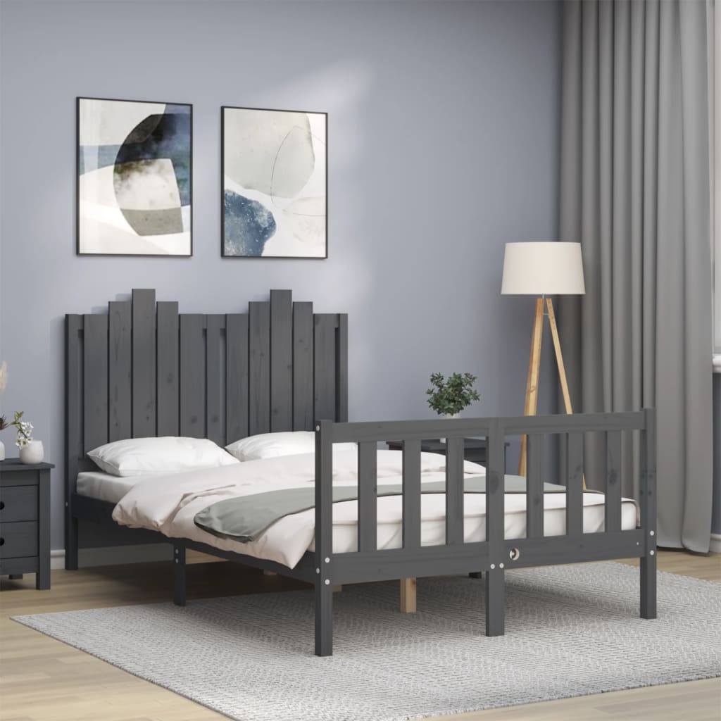 Berkfield Bed Frame with Headboard Grey 120x200 cm Solid Wood