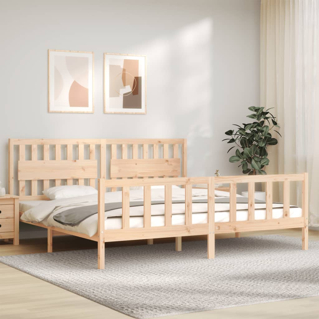 Berkfield Bed Frame with Headboard 200x200 cm Solid Wood