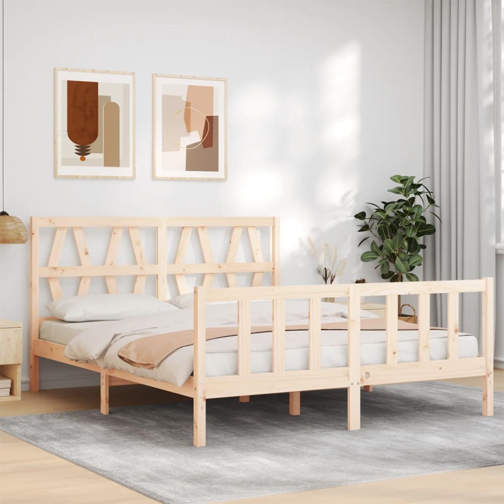 Berkfield Bed Frame with Headboard 160x200 cm Solid Wood