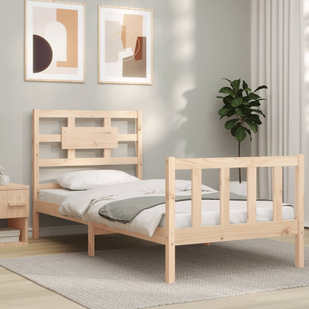 Berkfield Bed Frame with Headboard Single Solid Wood