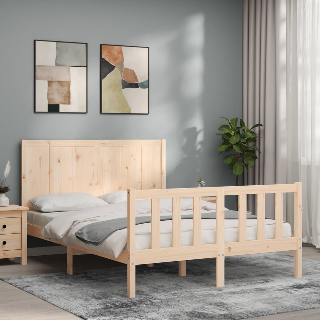 Berkfield Bed Frame with Headboard Small Double Solid Wood